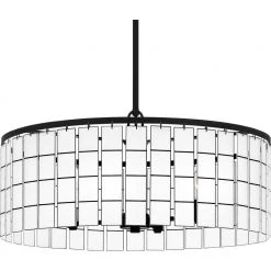 Seigler 4-Light Matte Black Shaded Pendant by Quoizel -Quoizel Sales matte black quoizel chandeliers sgl2822mbk 44 1000