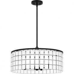 Seigler 4-Light Matte Black Shaded Pendant by Quoizel