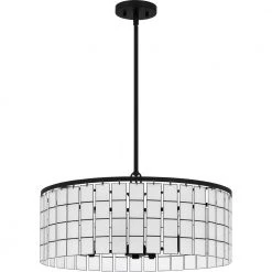 Seigler 4-Light Matte Black Shaded Pendant by Quoizel -Quoizel Sales matte black quoizel chandeliers sgl2822mbk c3 1000