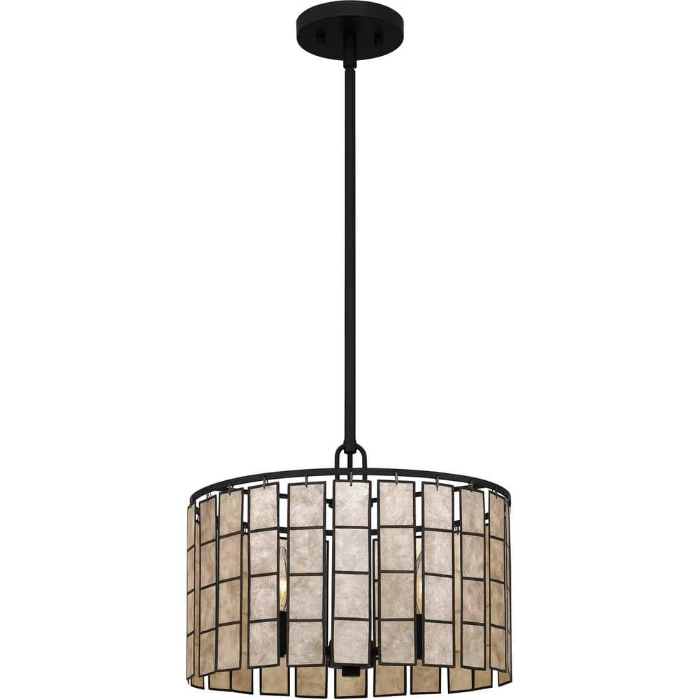 Seigler 3-Light Matte Black Shaded Pendant by Quoizel 3 Seigler 3-Light Matte Black Shaded Pendant by Quoizel