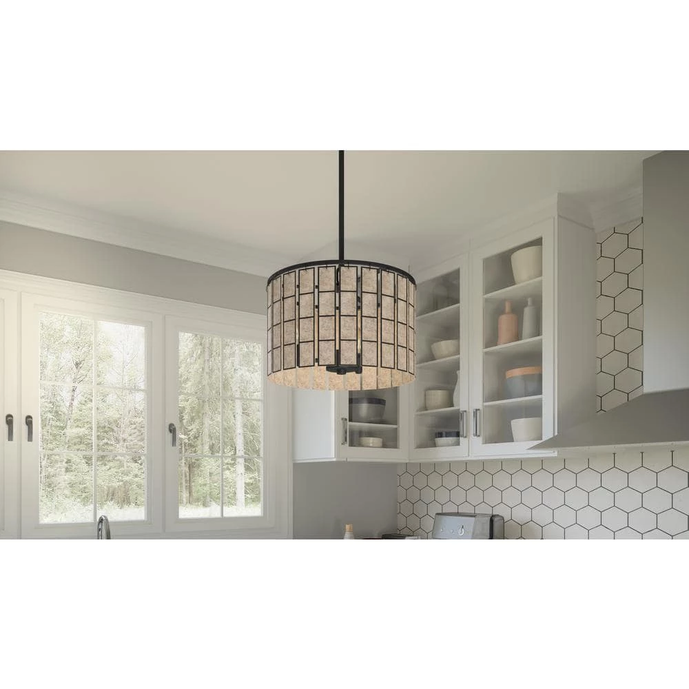 Seigler 3-Light Matte Black Shaded Pendant by Quoizel 4 Seigler 3-Light Matte Black Shaded Pendant by Quoizel - Image 2