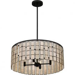 Seigler 4-Light Matte Black Shaded Pendant by Quoizel 15 Seigler 4-Light Matte Black Shaded Pendant by Quoizel -Quoizel Sales matte black quoizel chandeliers sglm2822mbk 1f 1000