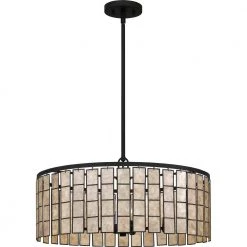 Seigler 4-Light Matte Black Shaded Pendant by Quoizel