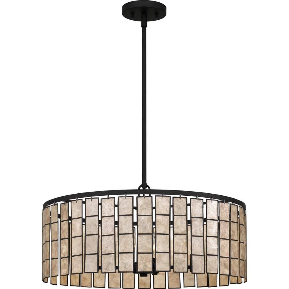 Seigler 4-Light Matte Black Shaded Pendant by Quoizel 3 Seigler 4-Light Matte Black Shaded Pendant by Quoizel