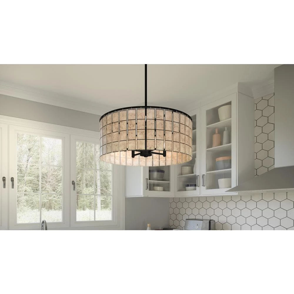 Seigler 4-Light Matte Black Shaded Pendant by Quoizel 4 Seigler 4-Light Matte Black Shaded Pendant by Quoizel - Image 2