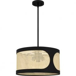 Syrah 3-Light Matte Black Shaded Pendant by Quoizel -Quoizel Sales matte black quoizel chandeliers sya2818mbk c3 1000