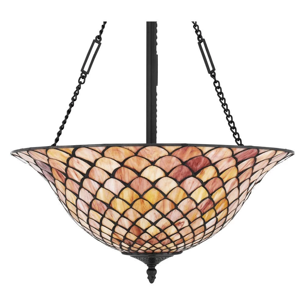 Ursa 3-Light Matte Black Pendant with Multi-Color Art Glass by Quoizel 8 Ursa 3-Light Matte Black Pendant with Multi-Color Art Glass by Quoizel - Image 6