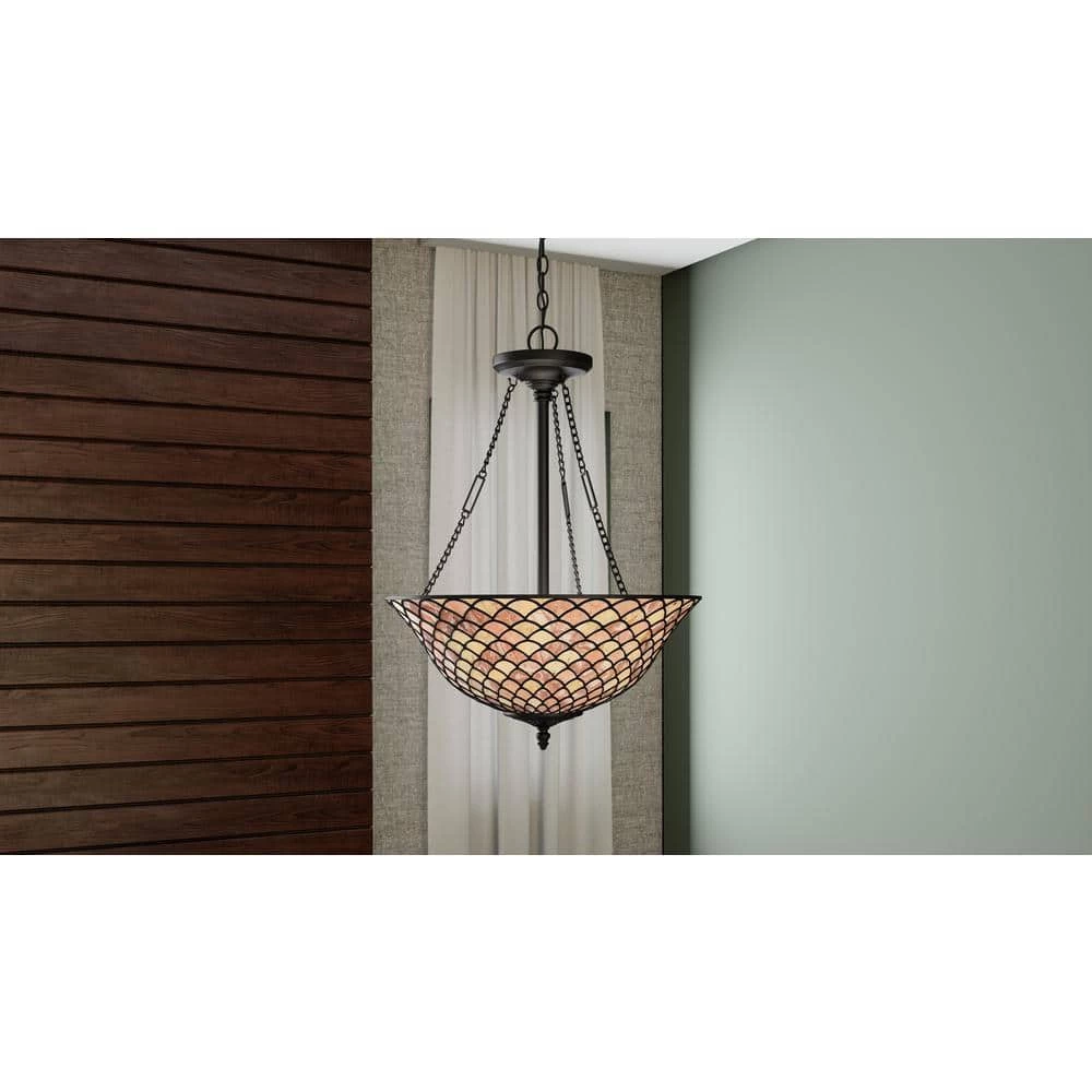 Ursa 3-Light Matte Black Pendant with Multi-Color Art Glass by Quoizel 4 Ursa 3-Light Matte Black Pendant with Multi-Color Art Glass by Quoizel - Image 2