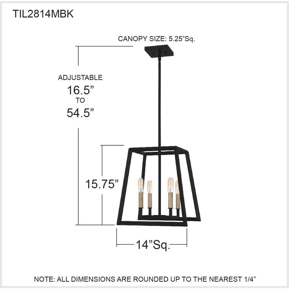 Tilly 4-Light Matte Black Lantern Pendant Light by Quoizel 10 Tilly 4-Light Matte Black Lantern Pendant Light by Quoizel - Image 8