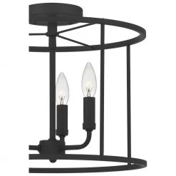 Abner 14 in. 3-Light Matte Black Semi-Flush Mount by Quoizel -Quoizel Sales matte black quoizel flush mount lights abr1714mbk 44 1000
