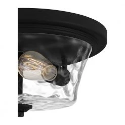 Acacia 2-Light Matte Black Flush Mount with Clear Water Glass by Quoizel -Quoizel Sales matte black quoizel flush mount lights aca1614mbk 44 1000