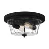 Acacia 2-Light Matte Black Flush Mount with Clear Water Glass by Quoizel -Quoizel Sales matte black quoizel flush mount lights aca1614mbk 64 1000