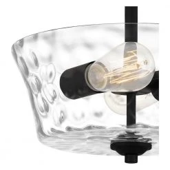 Acacia 11.75 in. 2-Light Matte Black Semi-Flush Mount with Clear Water Glass by Quoizel -Quoizel Sales matte black quoizel flush mount lights aca1711mbk 44 1000