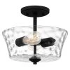 Acacia 11.75 in. 2-Light Matte Black Semi-Flush Mount with Clear Water Glass by Quoizel -Quoizel Sales matte black quoizel flush mount lights aca1711mbk 64 1000
