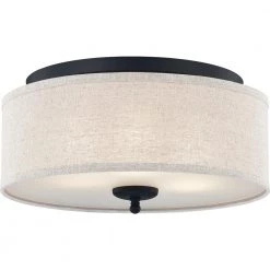Blanche 16 in. 3-Light Matte Black Flush Mount by Quoizel -Quoizel Sales matte black quoizel flush mount lights bla1616mbk 4f 1000