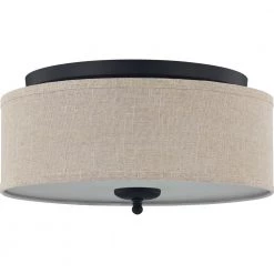 Blanche 16 in. 3-Light Matte Black Flush Mount by Quoizel