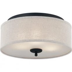 Blanche 16 in. 3-Light Matte Black Flush Mount by Quoizel -Quoizel Sales matte black quoizel flush mount lights bla1616mbk c3 1000