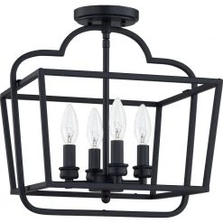 Blanche 14.75 in. 4-Light Matte Black Semi-Flush Mount by Quoizel -Quoizel Sales matte black quoizel flush mount lights bla1714mbk 1f 1000