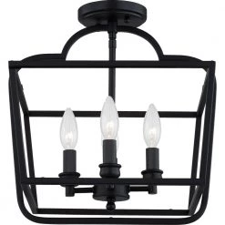 Blanche 14.75 in. 4-Light Matte Black Semi-Flush Mount by Quoizel -Quoizel Sales matte black quoizel flush mount lights bla1714mbk 4f 1000