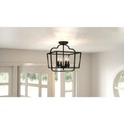 Blanche 14.75 in. 4-Light Matte Black Semi-Flush Mount by Quoizel -Quoizel Sales matte black quoizel flush mount lights bla1714mbk e1 1000