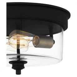 Cox 2-Light Matte Black Flush Mount with Clear Glass by Quoizel 15 Cox 2-Light Matte Black Flush Mount with Clear Glass by Quoizel -Quoizel Sales matte black quoizel flush mount lights cox1613mbk 44 1000
