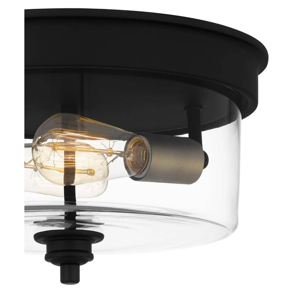 Cox 2-Light Matte Black Flush Mount with Clear Glass by Quoizel 8 Cox 2-Light Matte Black Flush Mount with Clear Glass by Quoizel - Image 6