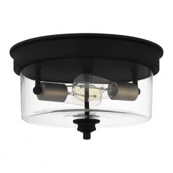 Cox 2-Light Matte Black Flush Mount with Clear Glass by Quoizel 12 Cox 2-Light Matte Black Flush Mount with Clear Glass by Quoizel -Quoizel Sales matte black quoizel flush mount lights cox1613mbk c3 1000