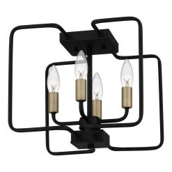 Cox 4-Light Matte Black Semi-Flush Mount with Clear Glass by Quoizel -Quoizel Sales matte black quoizel flush mount lights cox1712mbk 1f 1000