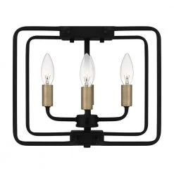 Cox 4-Light Matte Black Semi-Flush Mount with Clear Glass by Quoizel -Quoizel Sales matte black quoizel flush mount lights cox1712mbk 4f 1000