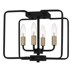 Cox 4-Light Matte Black Semi-Flush Mount with Clear Glass by Quoizel