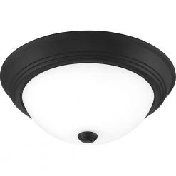 Erwin 13 in. 2-Light Matte Black Flush Mount by Quoizel -Quoizel Sales matte black quoizel flush mount lights erw1613mbk 4f 1000