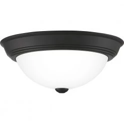 Erwin 13 in. 2-Light Matte Black Flush Mount by Quoizel