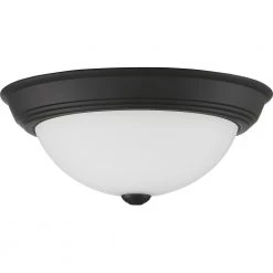 Erwin 13 in. 2-Light Matte Black Flush Mount by Quoizel -Quoizel Sales matte black quoizel flush mount lights erw1613mbk c3 1000