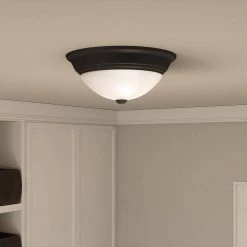 Erwin 13 in. 2-Light Matte Black Flush Mount by Quoizel -Quoizel Sales matte black quoizel flush mount lights erw1613mbk fa 1000