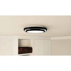 Irving 14 in. Matte Black LED Semi-Flush Mount by Quoizel -Quoizel Sales matte black quoizel flush mount lights ivg1614mbk e1 1000
