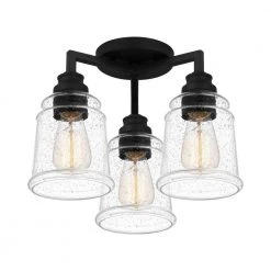 McIntire 14 in. 3-Light Matte Black Flush Mount by Quoizel 14 McIntire 14 in. 3-Light Matte Black Flush Mount by Quoizel -Quoizel Sales matte black quoizel flush mount lights mci1614mbk 1f 1000