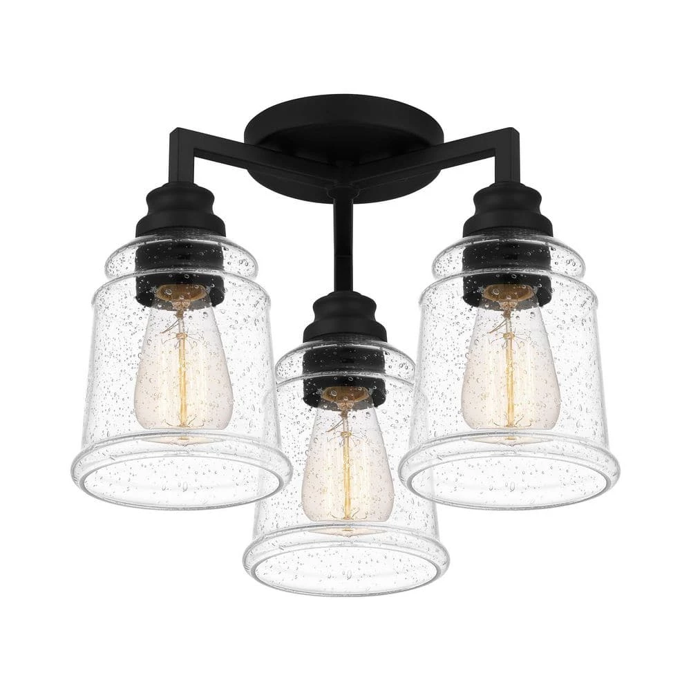 McIntire 14 in. 3-Light Matte Black Flush Mount by Quoizel 7 McIntire 14 in. 3-Light Matte Black Flush Mount by Quoizel - Image 5