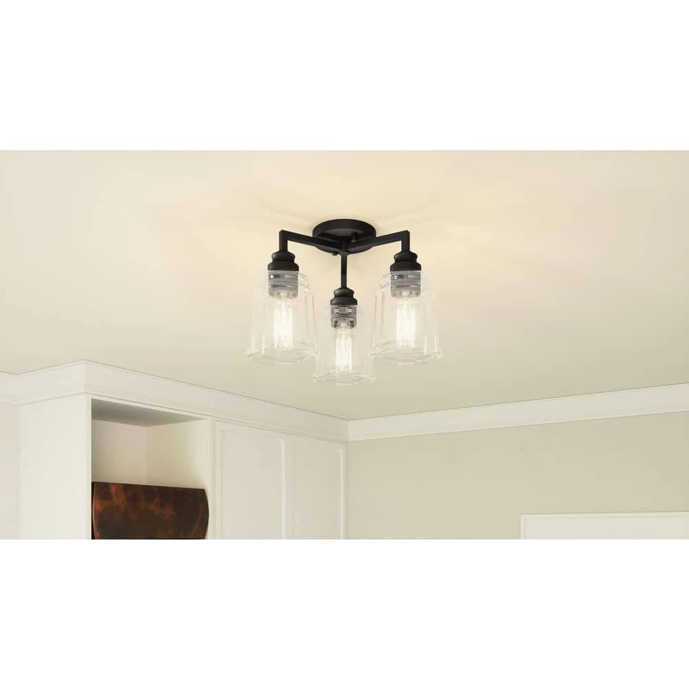 McIntire 14 in. 3-Light Matte Black Flush Mount by Quoizel 4 McIntire 14 in. 3-Light Matte Black Flush Mount by Quoizel - Image 2