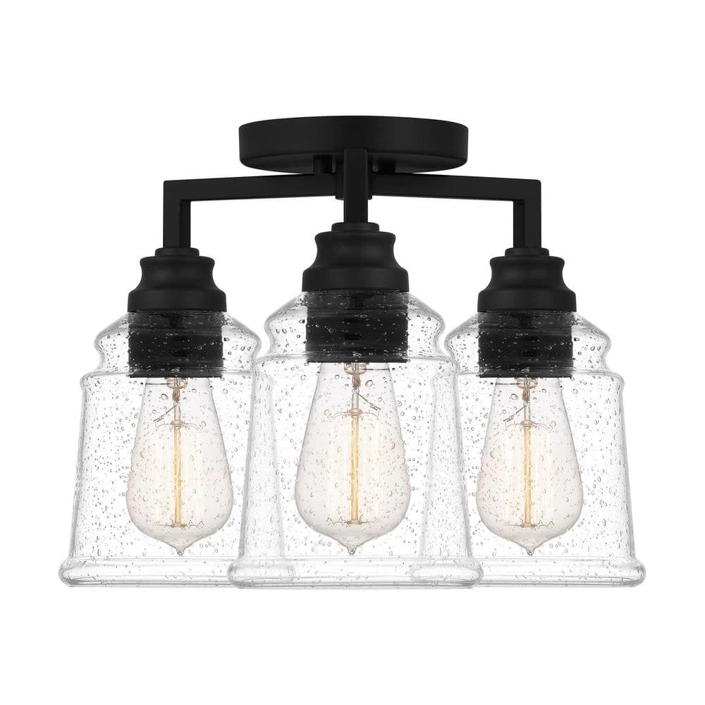 McIntire 14 in. 3-Light Matte Black Flush Mount by Quoizel 6 McIntire 14 in. 3-Light Matte Black Flush Mount by Quoizel - Image 4