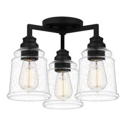 McIntire 14 in. 3-Light Matte Black Flush Mount by Quoizel