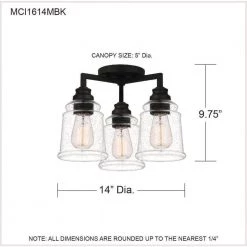 McIntire 14 in. 3-Light Matte Black Flush Mount by Quoizel 16 McIntire 14 in. 3-Light Matte Black Flush Mount by Quoizel -Quoizel Sales matte black quoizel flush mount lights mci1614mbk 76 1000