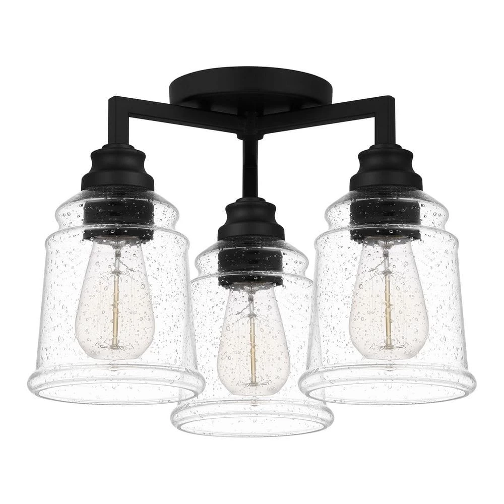 McIntire 14 in. 3-Light Matte Black Flush Mount by Quoizel 5 McIntire 14 in. 3-Light Matte Black Flush Mount by Quoizel - Image 3