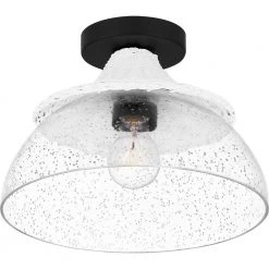 Otten 12 in. 1-Light Matte Black Semi-Flush Mount by Quoizel 14 Otten 12 in. 1-Light Matte Black Semi-Flush Mount by Quoizel -Quoizel Sales matte black quoizel flush mount lights otn1712mbk 1f 1000
