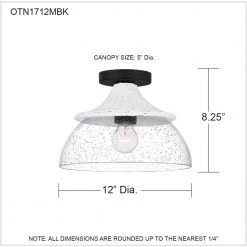 Otten 12 in. 1-Light Matte Black Semi-Flush Mount by Quoizel 16 Otten 12 in. 1-Light Matte Black Semi-Flush Mount by Quoizel -Quoizel Sales matte black quoizel flush mount lights otn1712mbk 76 1000