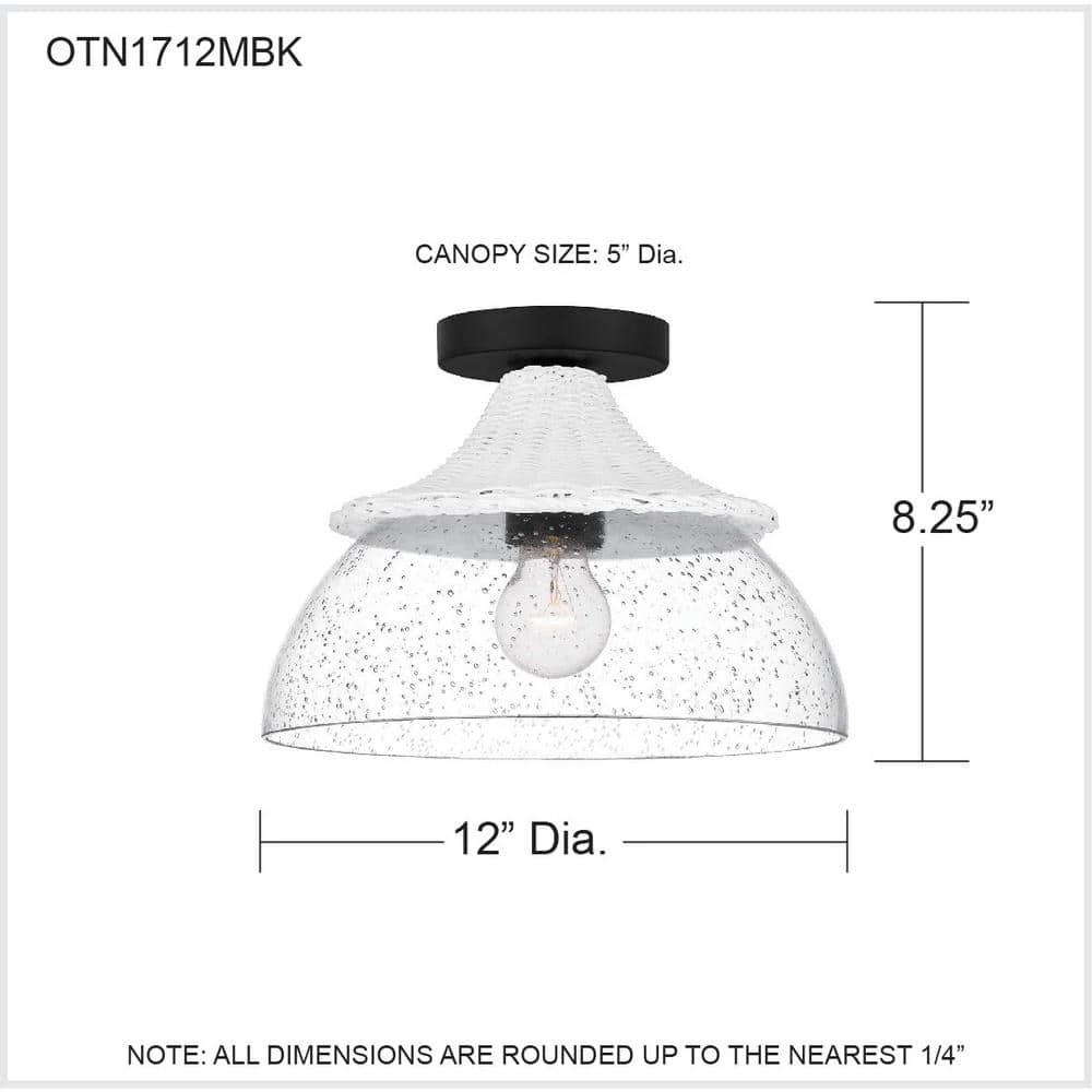 Otten 12 in. 1-Light Matte Black Semi-Flush Mount by Quoizel 9 Otten 12 in. 1-Light Matte Black Semi-Flush Mount by Quoizel - Image 7
