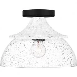 Otten 12 in. 1-Light Matte Black Semi-Flush Mount by Quoizel 12 Otten 12 in. 1-Light Matte Black Semi-Flush Mount by Quoizel -Quoizel Sales matte black quoizel flush mount lights otn1712mbk c3 1000