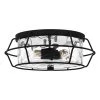 Farragut 13.75 in. 3-Light Matte Black Semi-Flush Mount with Clear Water Glass by Quoizel 1 Farragut 13.75 in. 3-Light Matte Black Semi-Flush Mount with Clear Water Glass by Quoizel -Quoizel Sales matte black quoizel flush mount lights qfl5338mbk 64 1000