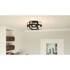 Manzel 14 in. 3-Light Matte Black Flush Mount by Quoizel -Quoizel Sales matte black quoizel flush mount lights qfl5592mbk 31 1000