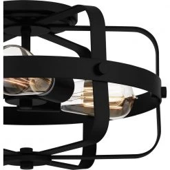 Manzel 14 in. 3-Light Matte Black Flush Mount by Quoizel -Quoizel Sales matte black quoizel flush mount lights qfl5592mbk 44 1000