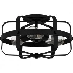 Manzel 14 in. 3-Light Matte Black Flush Mount by Quoizel -Quoizel Sales matte black quoizel flush mount lights qfl5592mbk 4f 1000